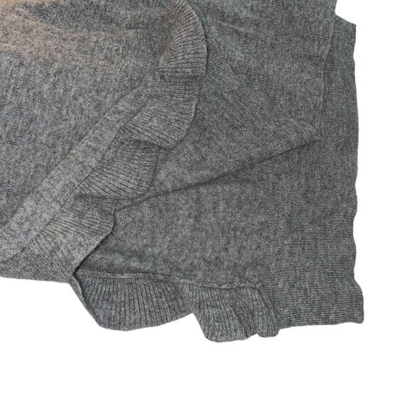 autumn cashmere gray 100% ruffle trim side slits sweater S - Picture 3 of 4